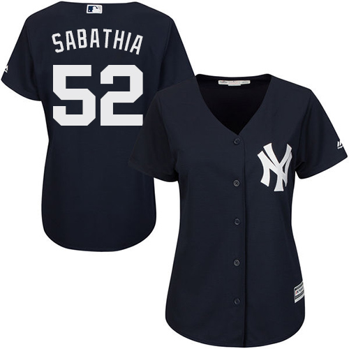Yankees #52 C.C. Sabathia Navy Blue Alternate Women's Stitched MLB Jersey